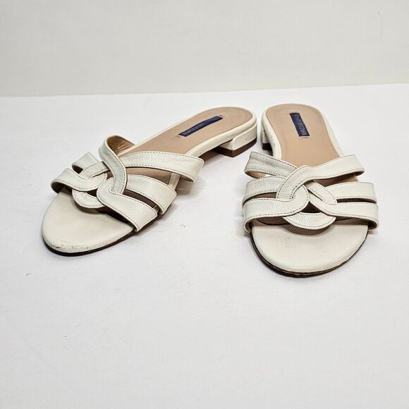 STUART WEITZMAN Cream Looped Knot Cami Leather Slide Sandals - Picture 10 of 11